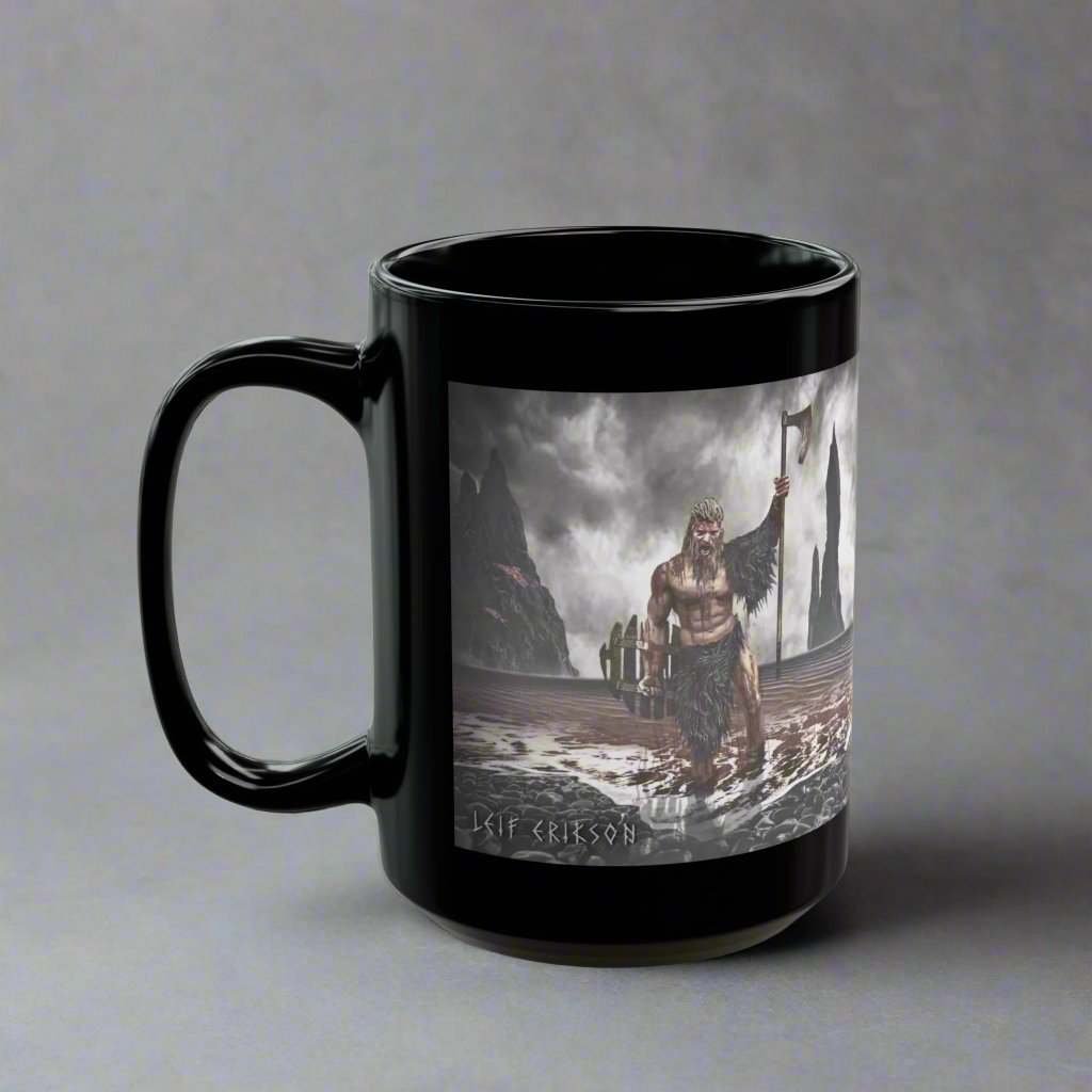 Leif Erikson - Black Mug - 11oz/330ml & 15oz/440ml