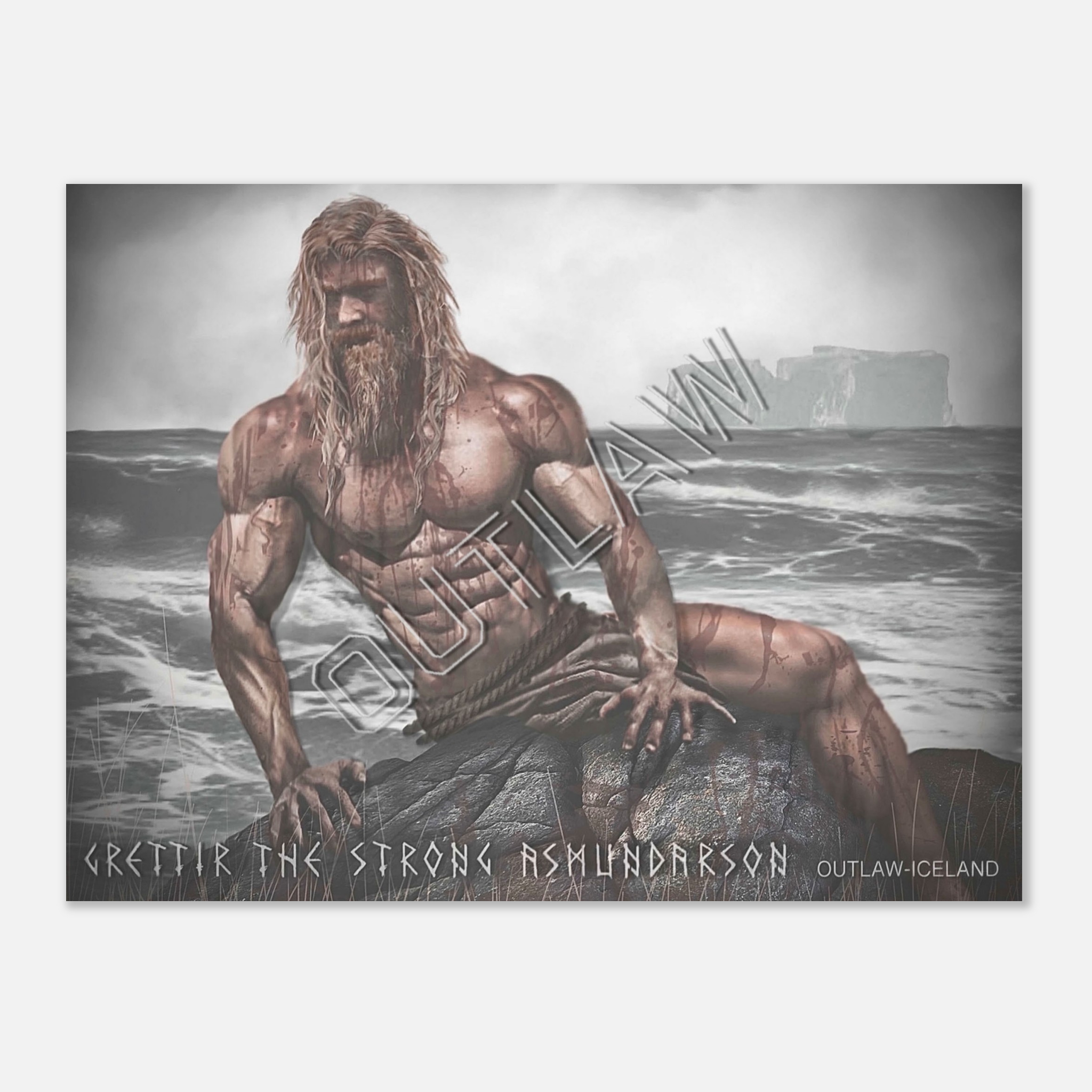 Grettir The Strong Asmundarson - Aluminum Print