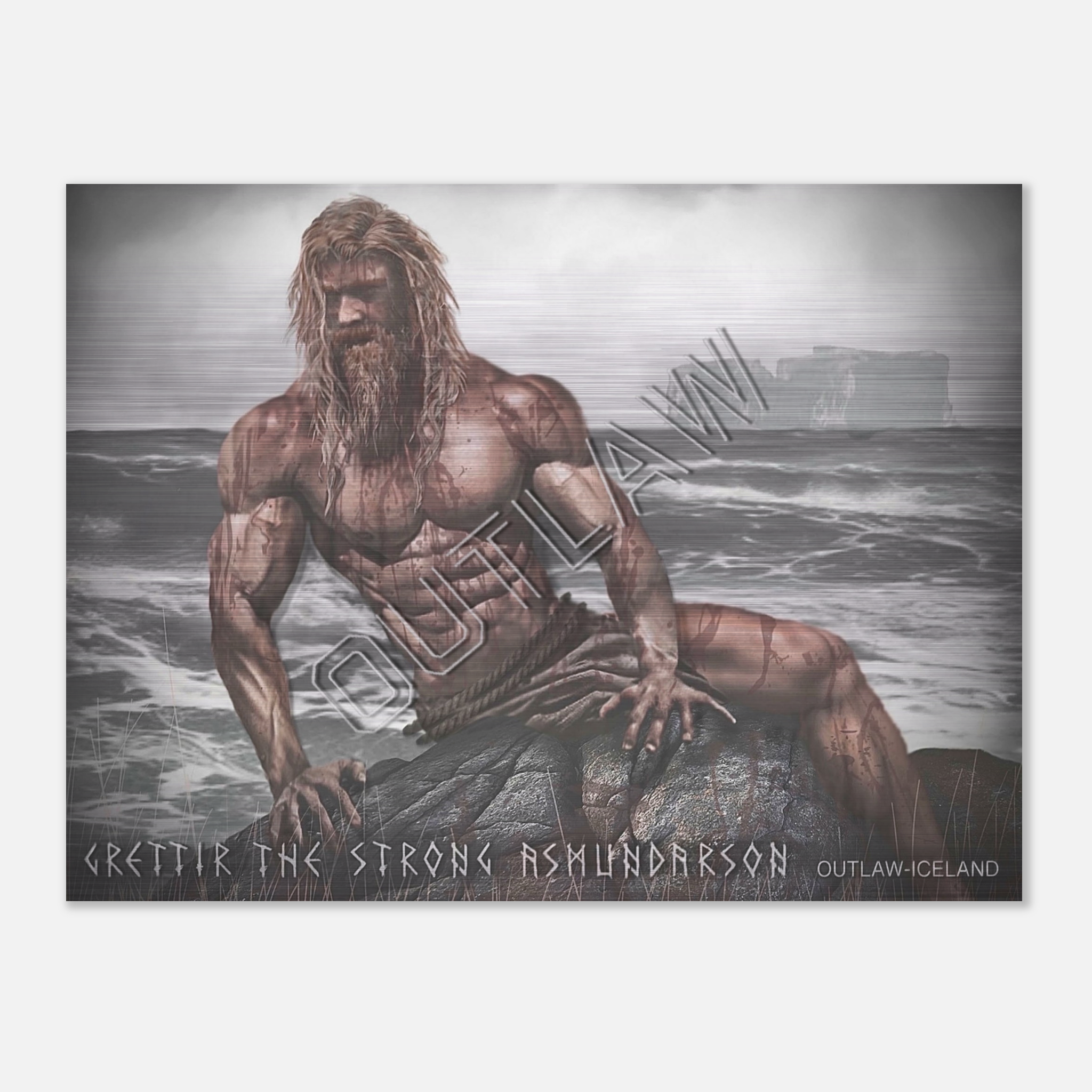 Grettir The Strong Asmundarson - Brushed Aluminum Print