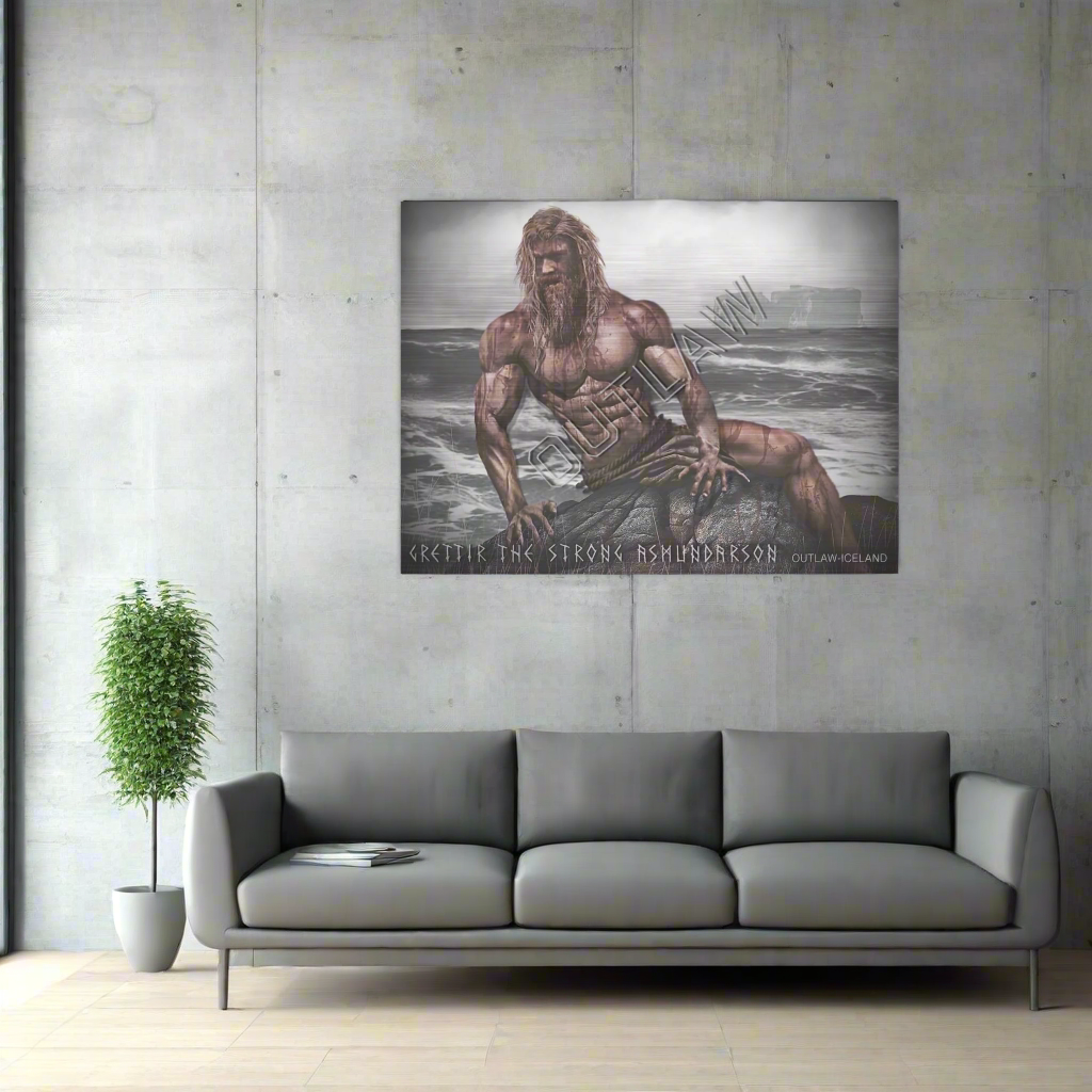 Grettir The Strong Asmundarson - Brushed Aluminum Print