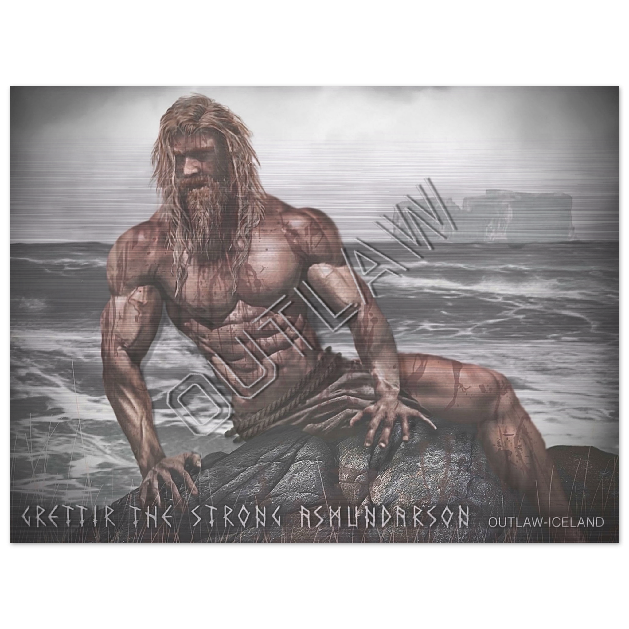 Grettir The Strong Asmundarson - Brushed Aluminum Print