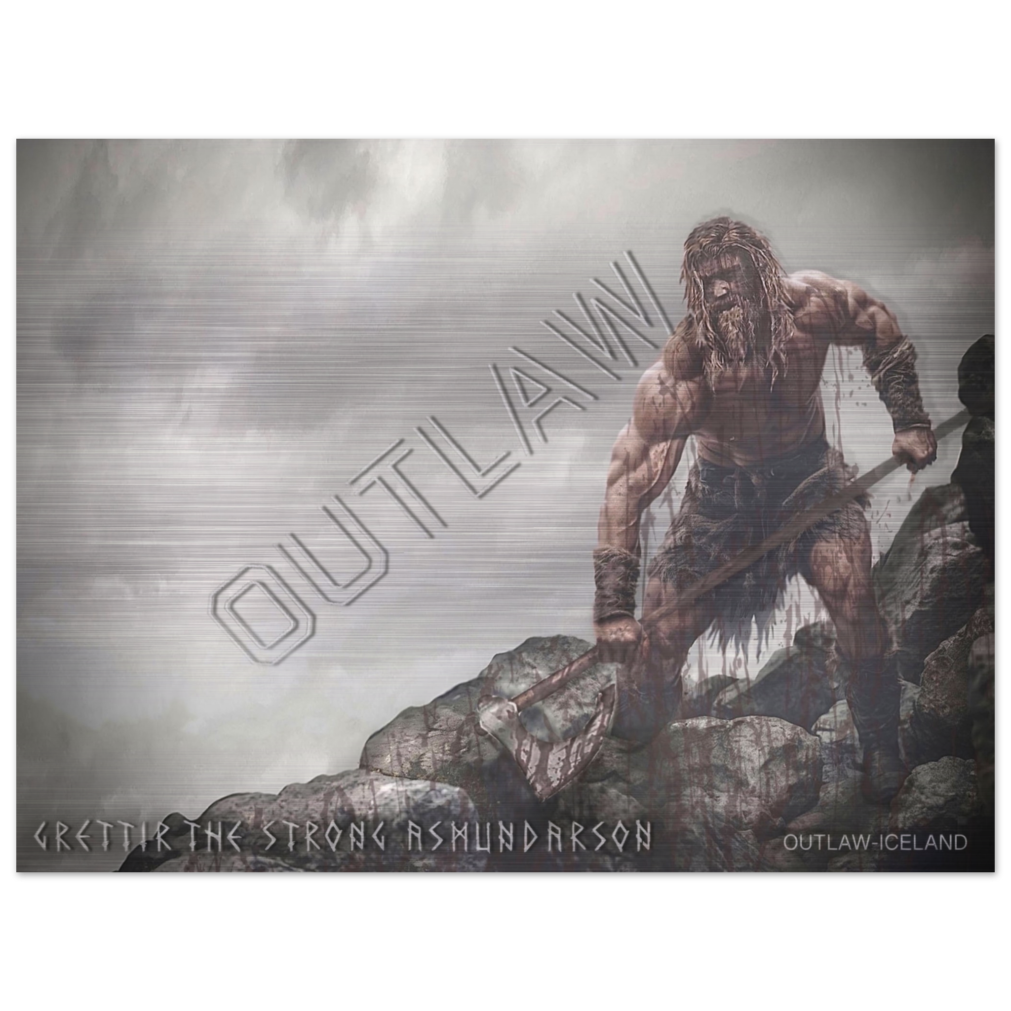 Grettir The Strong Asmundarson - Brushed Aluminum Print