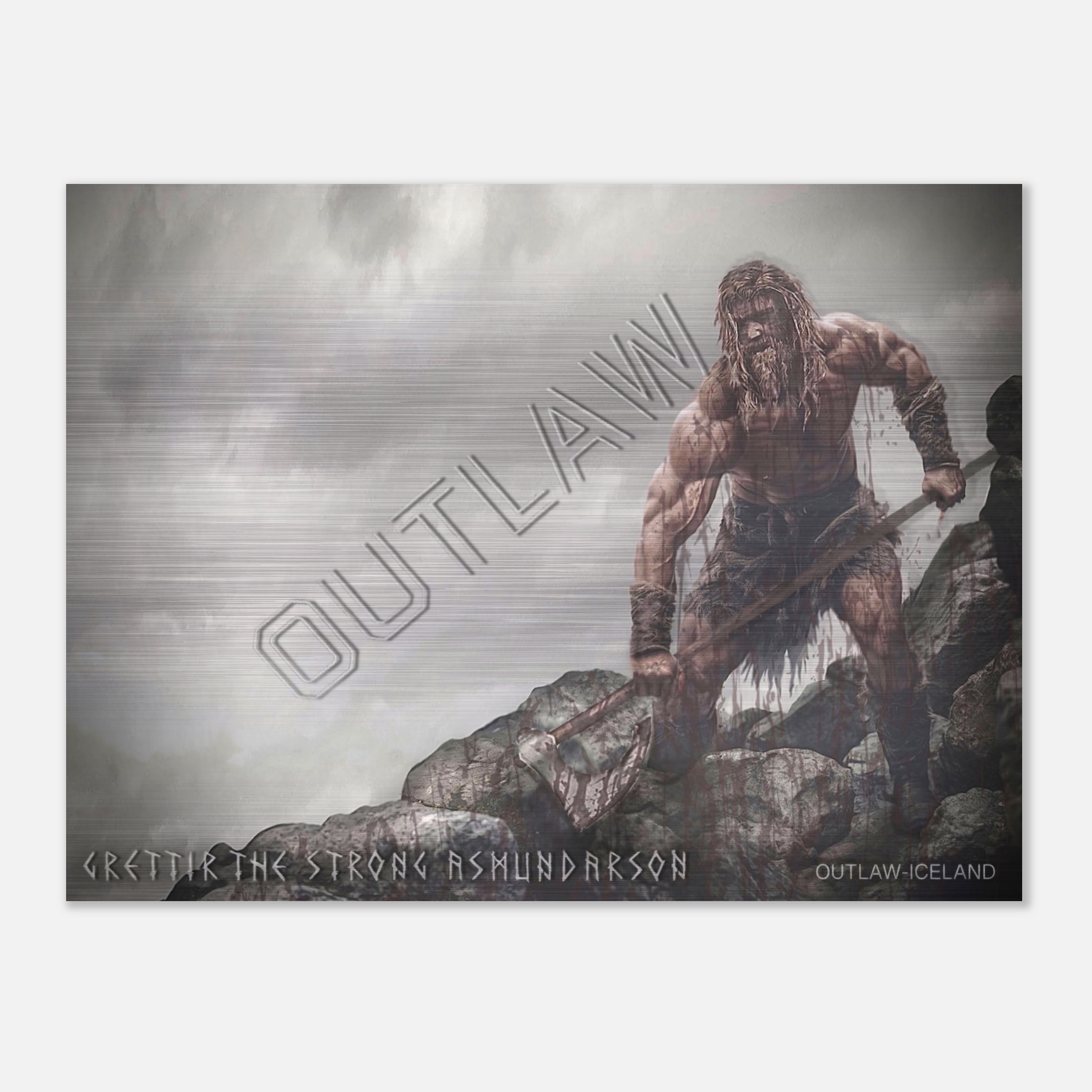 Grettir The Strong Asmundarson - Brushed Aluminum Print